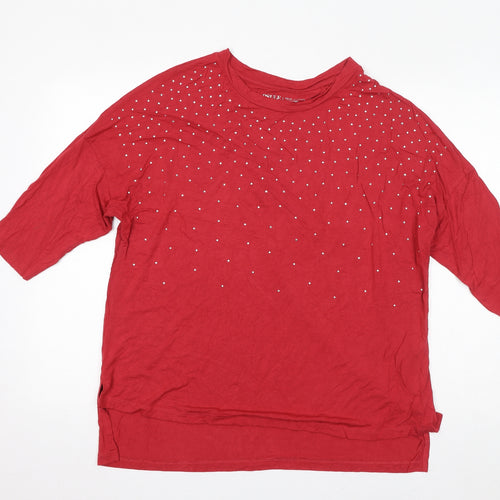 Capsule Womens Red Viscose Basic T-Shirt Size 16 Round Neck - Gem Embellishments