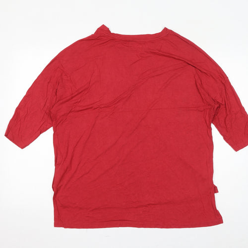 Capsule Womens Red Viscose Basic T-Shirt Size 16 Round Neck - Gem Embellishments