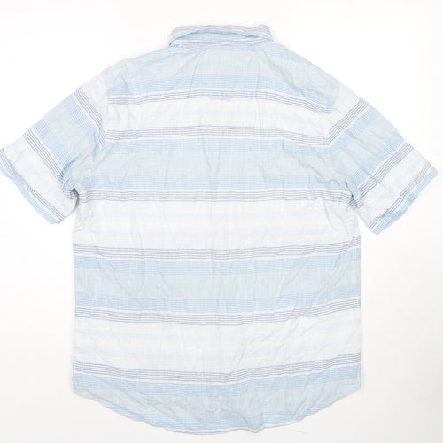 Sandstone Mens Blue Striped Cotton Button-Up Size M Collared Button