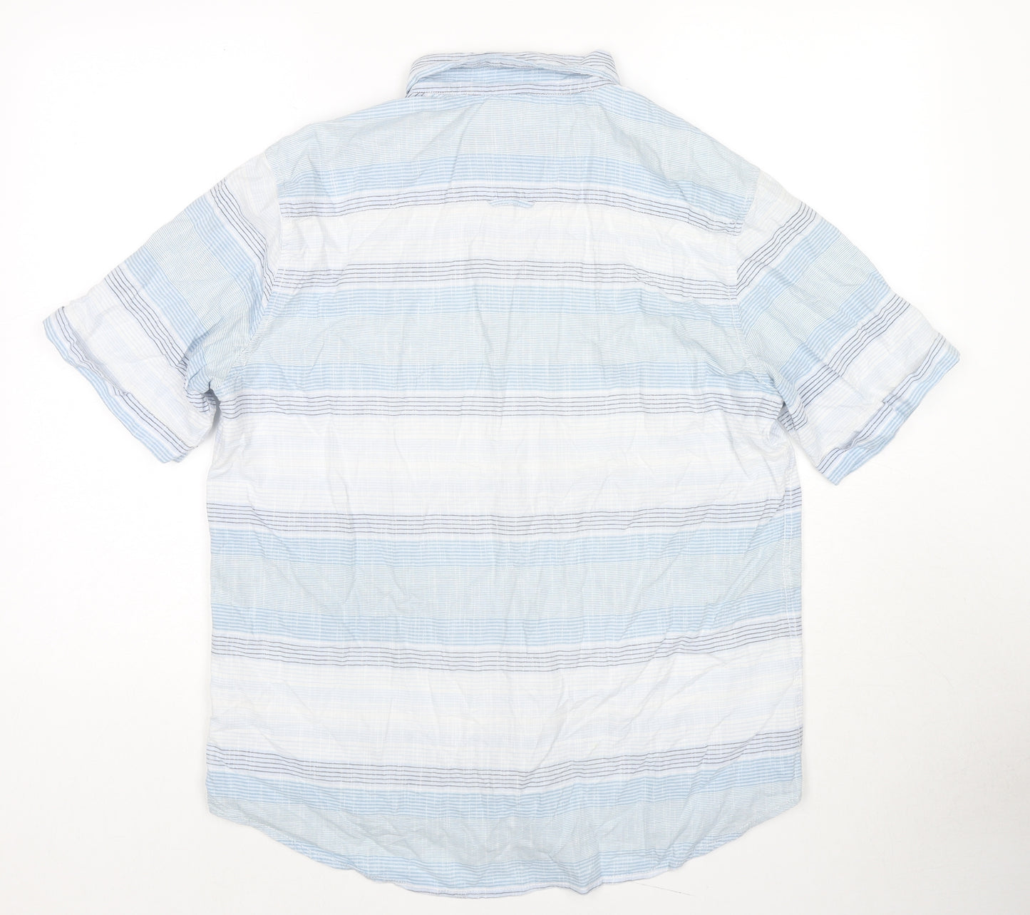Sandstone Mens Blue Striped Cotton Button-Up Size M Collared Button