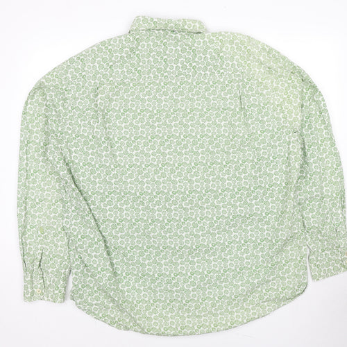 Boden Mens Green Floral Cotton Button-Up Size 2XL Collared Button