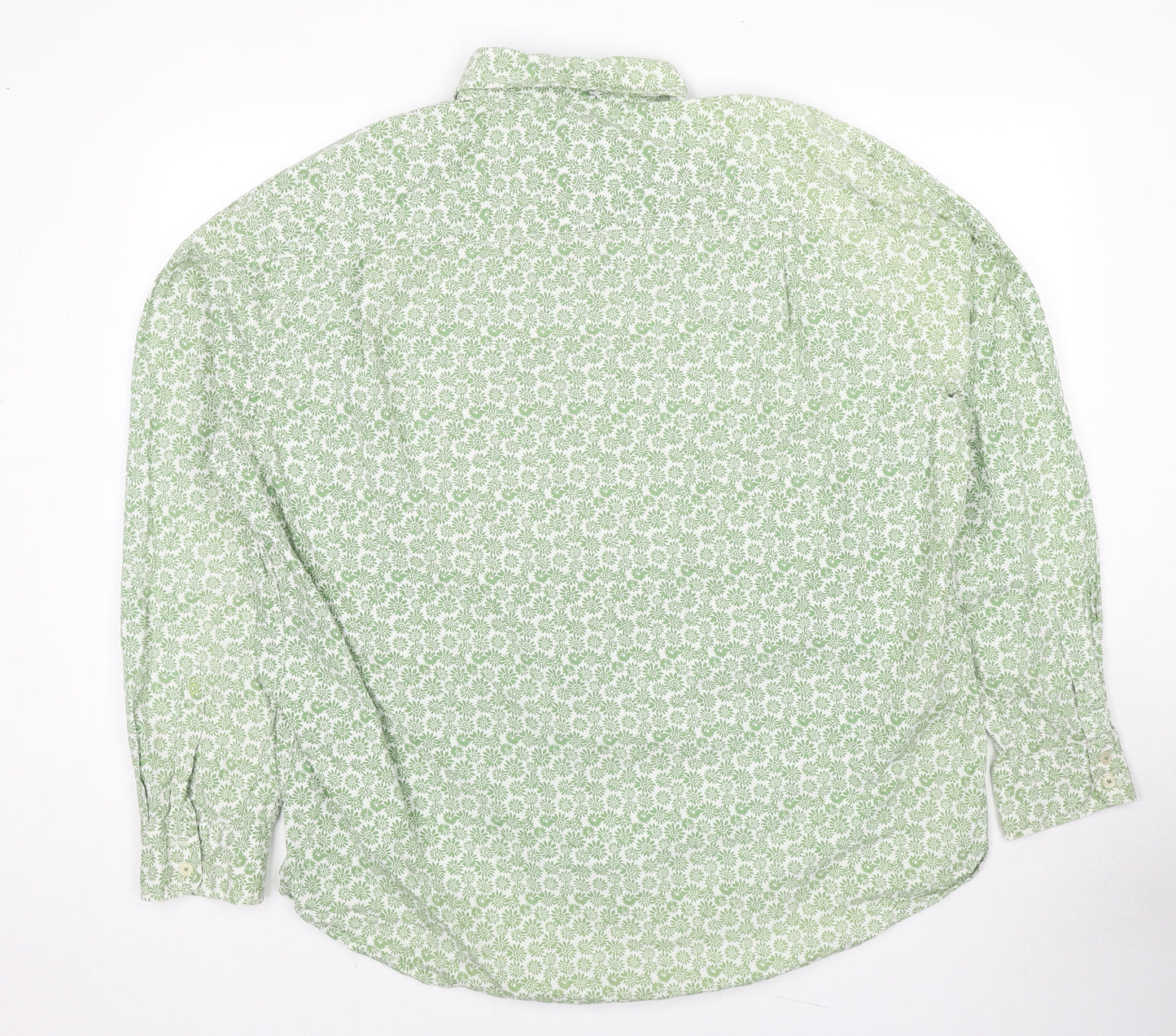 Boden Mens Green Floral Cotton Button-Up Size 2XL Collared Button
