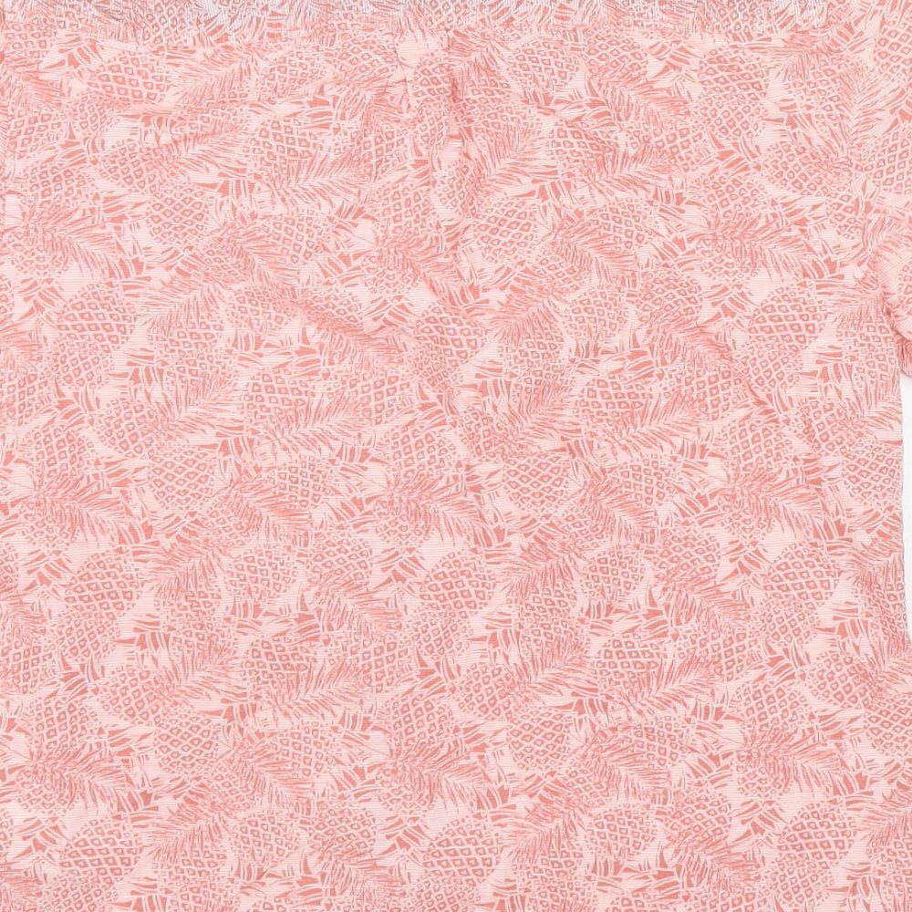 Red Herring Mens Pink Floral Cotton Button-Up Size M Collared Button