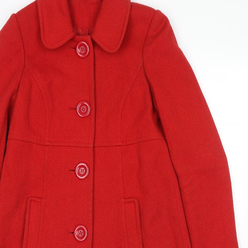 Dorothy Perkins Womens Red Overcoat Coat Size 8 Button