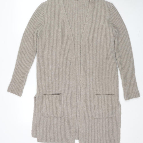 Marks and Spencer Womens Beige V-Neck Acrylic Cardigan Jumper Size 10