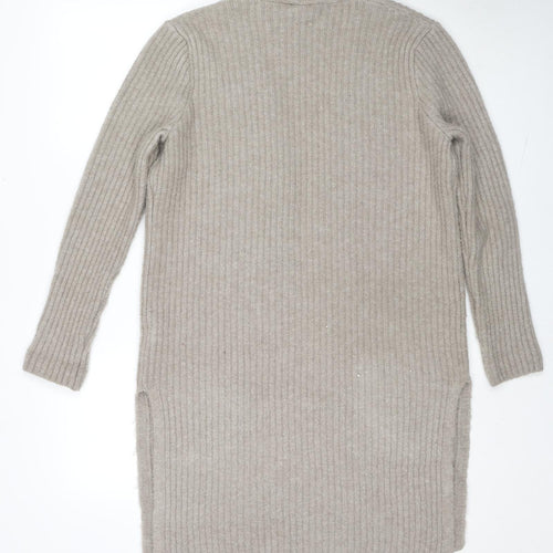 Marks and Spencer Womens Beige V-Neck Acrylic Cardigan Jumper Size 10