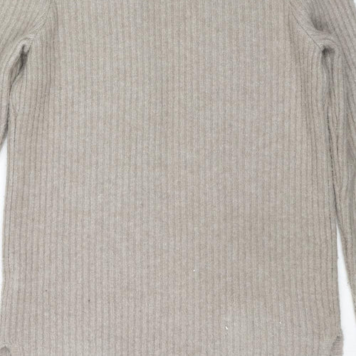 Marks and Spencer Womens Beige V-Neck Acrylic Cardigan Jumper Size 10