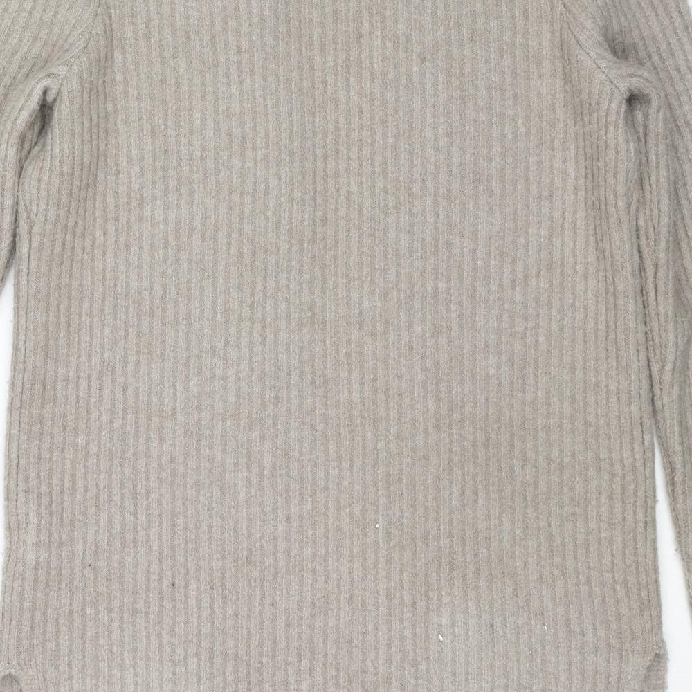 Marks and Spencer Womens Beige V-Neck Acrylic Cardigan Jumper Size 10