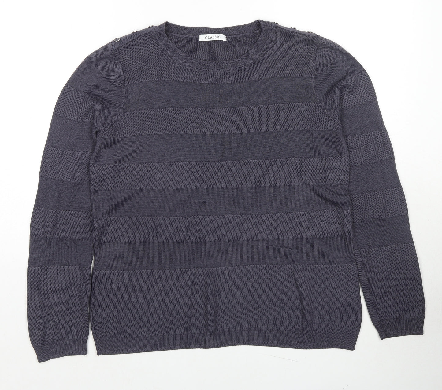 Marks and Spencer Womens Grey Round Neck Acrylic Pullover Jumper Size 16