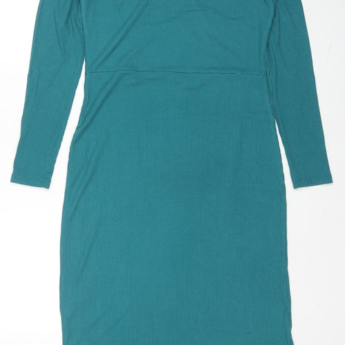 Et Vous Womens Blue Viscose Jumper Dress Size 12 Square Neck Pullover
