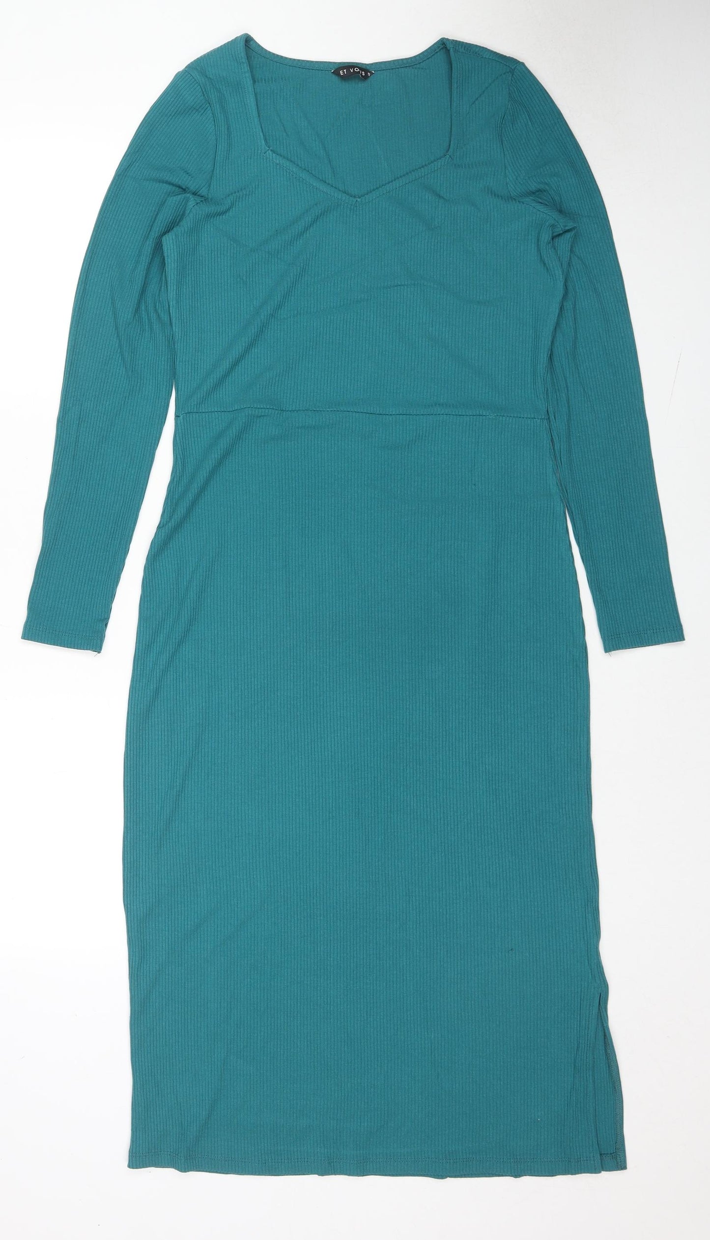 Et Vous Womens Blue Viscose Jumper Dress Size 12 Square Neck Pullover