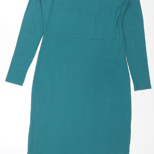Et Vous Womens Blue Viscose Jumper Dress Size 12 Square Neck Pullover