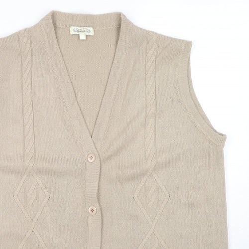 Classics Womens Beige V-Neck Acrylic Vest Jumper Size 20 - Size 20-22