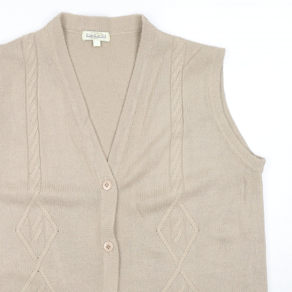 Classics Womens Beige V-Neck Acrylic Vest Jumper Size 20 - Size 20-22