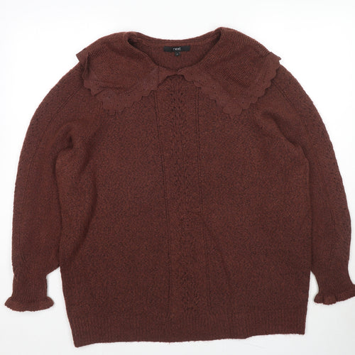 NEXT Womens Brown Collared Polyester Pullover Jumper Size XL