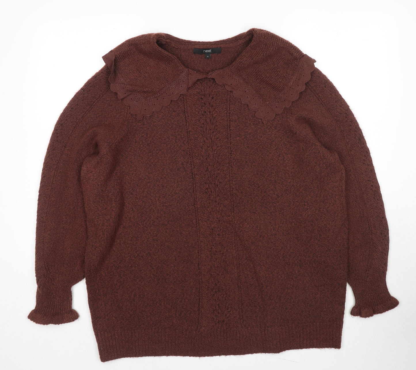 NEXT Womens Brown Collared Polyester Pullover Jumper Size XL