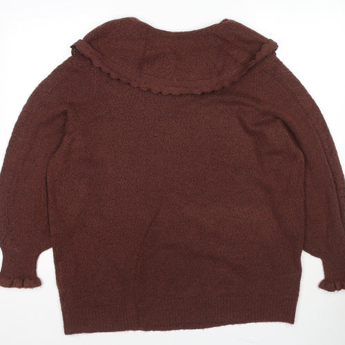 NEXT Womens Brown Collared Polyester Pullover Jumper Size XL
