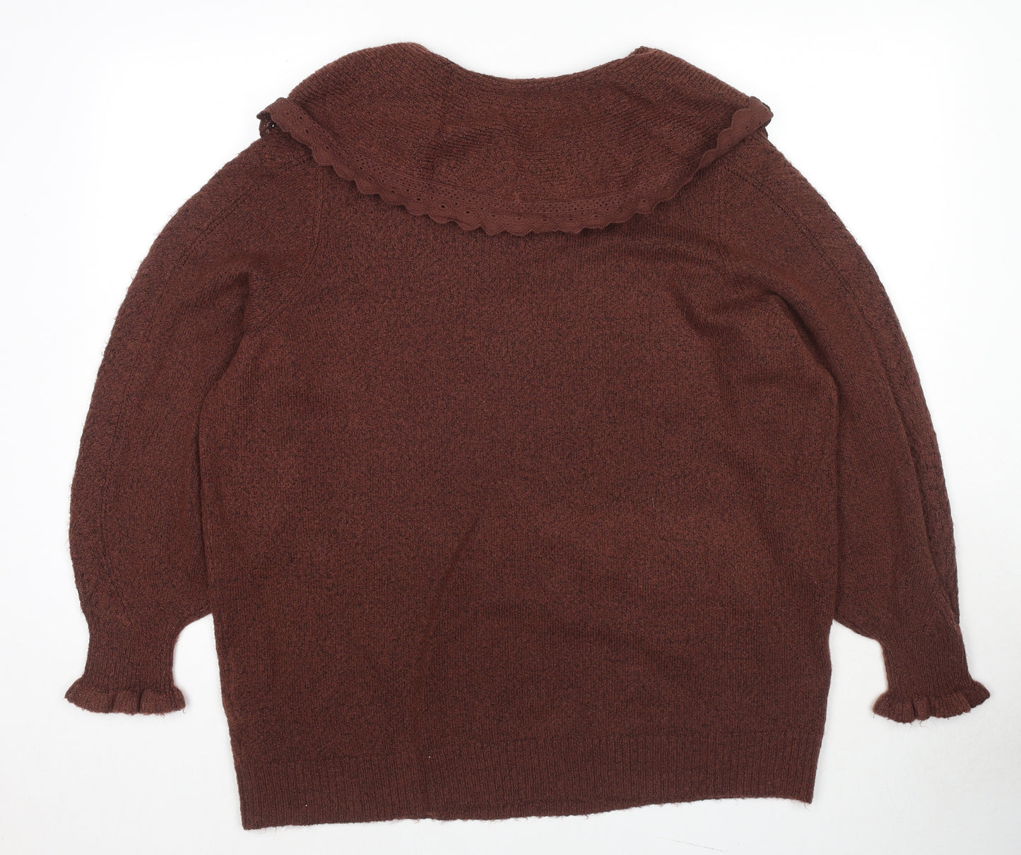 NEXT Womens Brown Collared Polyester Pullover Jumper Size XL