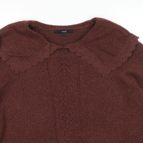 NEXT Womens Brown Collared Polyester Pullover Jumper Size XL