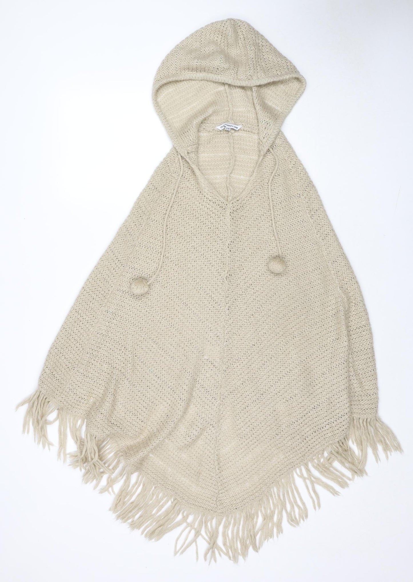 Store Twenty One Womens Beige Round Neck Polyester Pullover Jumper Size S - Poncho