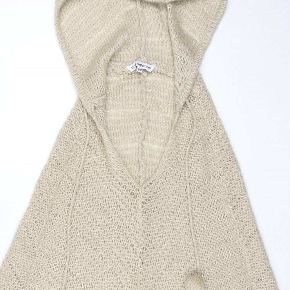 Store Twenty One Womens Beige Round Neck Polyester Pullover Jumper Size S - Poncho