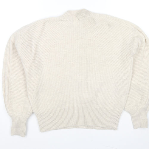 John Lewis Womens Beige Round Neck Wool Pullover Jumper Size 12