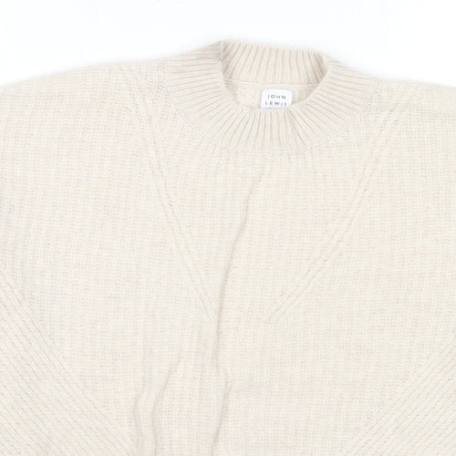 John Lewis Womens Beige Round Neck Wool Pullover Jumper Size 12