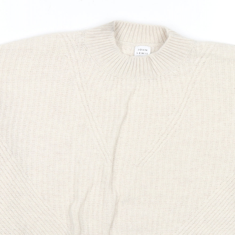 John Lewis Womens Beige Round Neck Wool Pullover Jumper Size 12