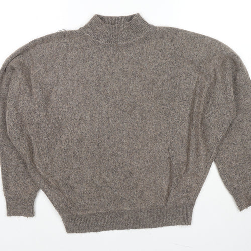 Selection Womens Brown Mock Neck Acrylic Pullover Jumper Size M