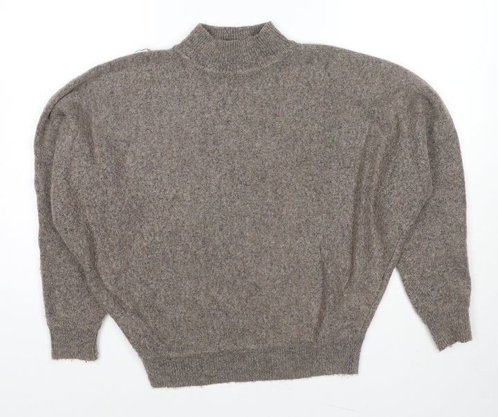 Selection Womens Brown Mock Neck Acrylic Pullover Jumper Size M