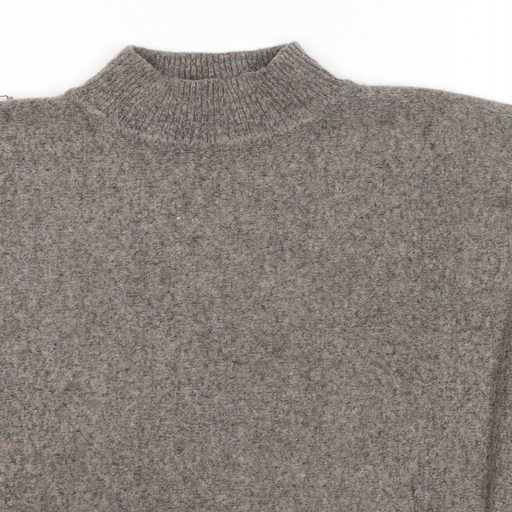 Selection Womens Brown Mock Neck Acrylic Pullover Jumper Size M