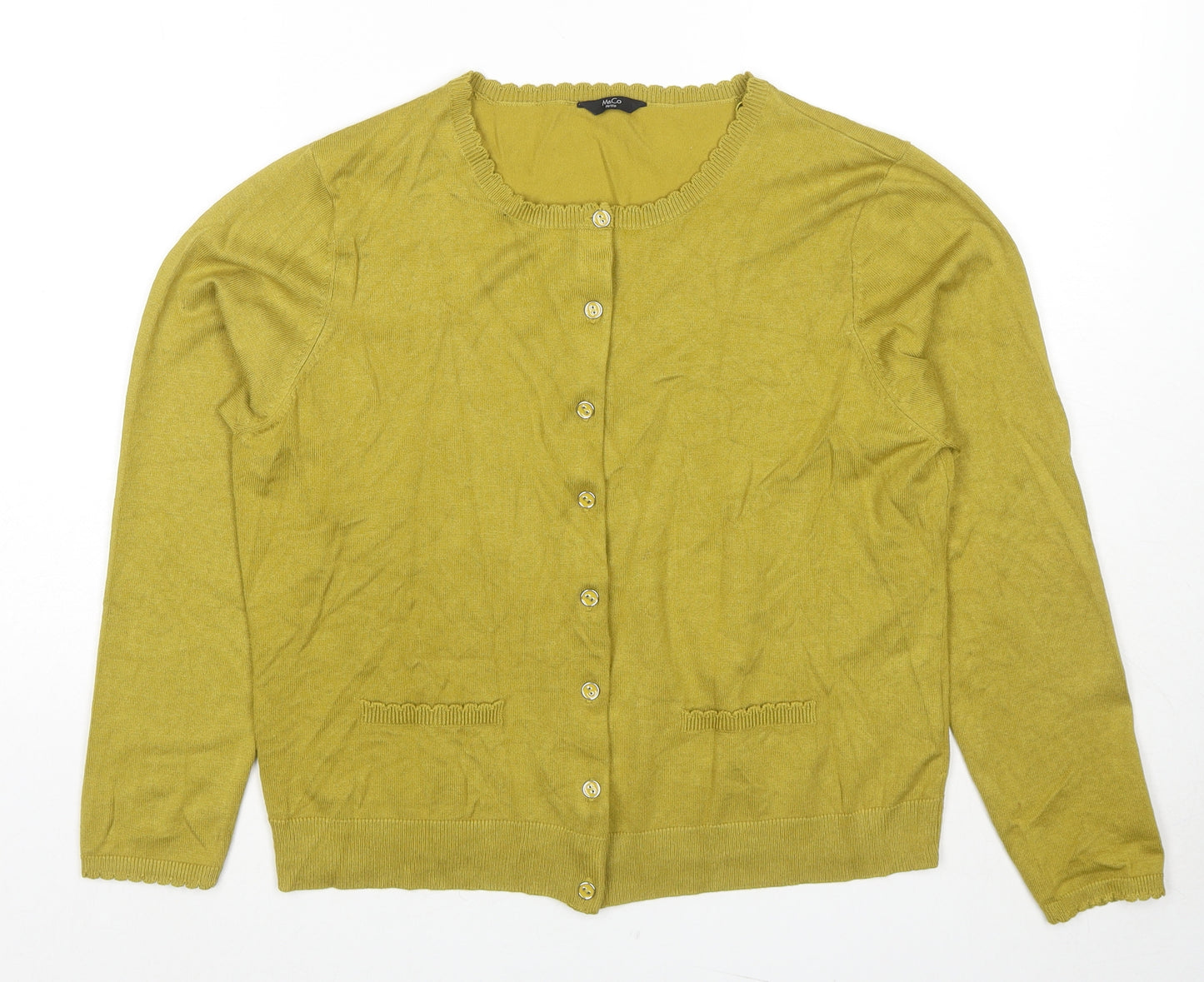 M&Co Womens Green Round Neck Viscose Cardigan Jumper Size 18