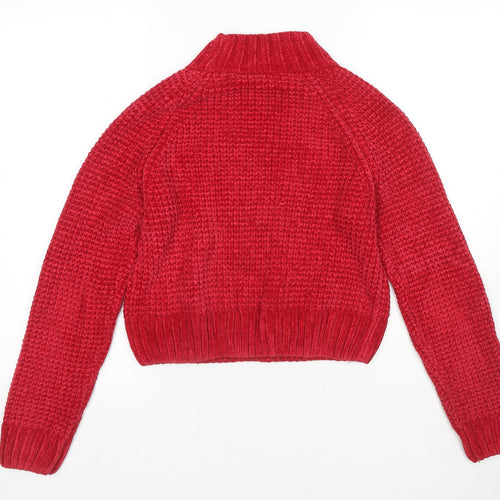 Divided by H&M Womens Red Round Neck Polyester Pullover Jumper Size XS