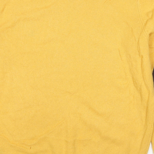 Crew Clothing Mens Yellow Round Neck Wool Pullover Jumper Size L Long Sleeve