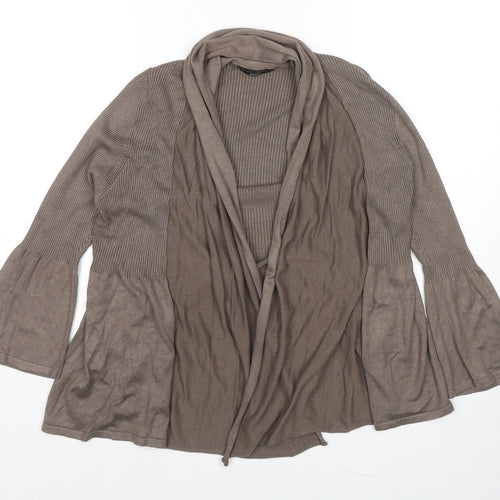 Marks and Spencer Womens Brown V-Neck Viscose Cardigan Jumper Size 14