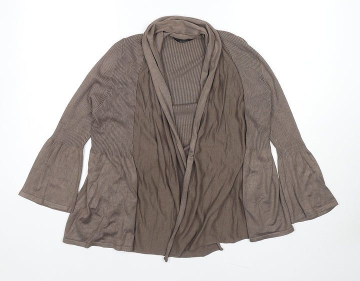 Marks and Spencer Womens Brown V-Neck Viscose Cardigan Jumper Size 14