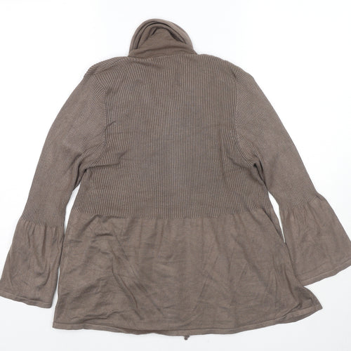 Marks and Spencer Womens Brown V-Neck Viscose Cardigan Jumper Size 14