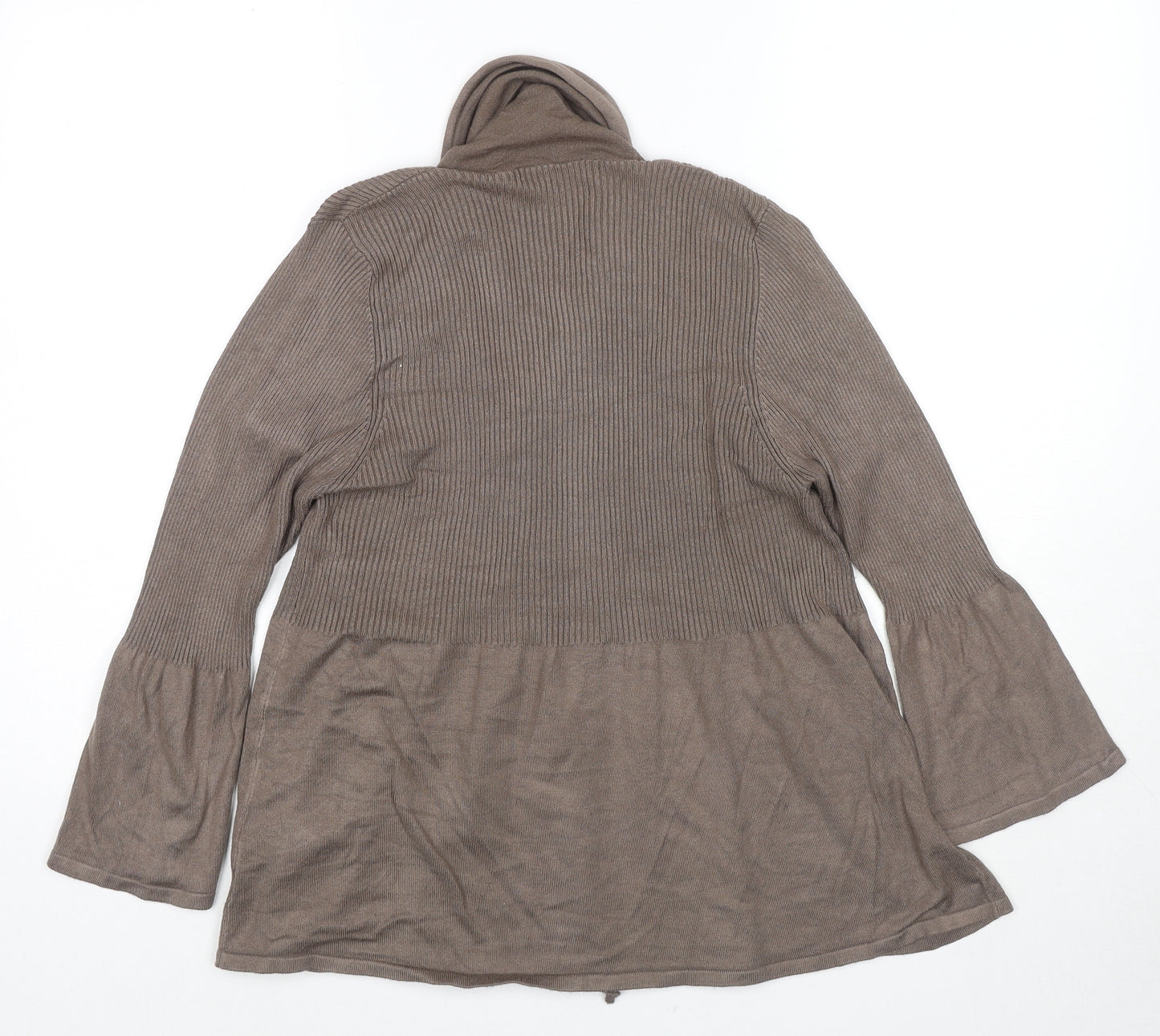 Marks and Spencer Womens Brown V-Neck Viscose Cardigan Jumper Size 14