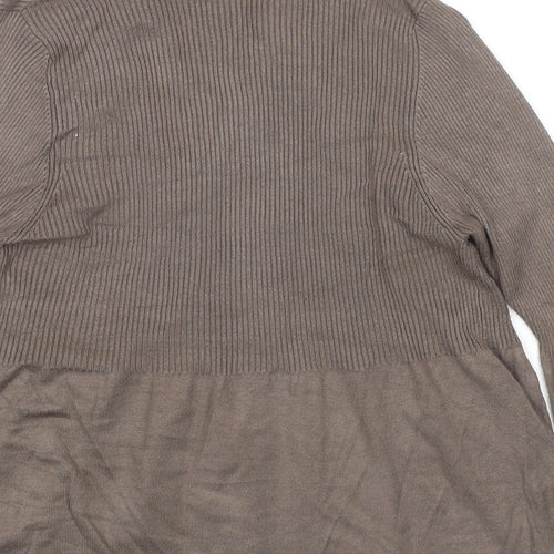 Marks and Spencer Womens Brown V-Neck Viscose Cardigan Jumper Size 14