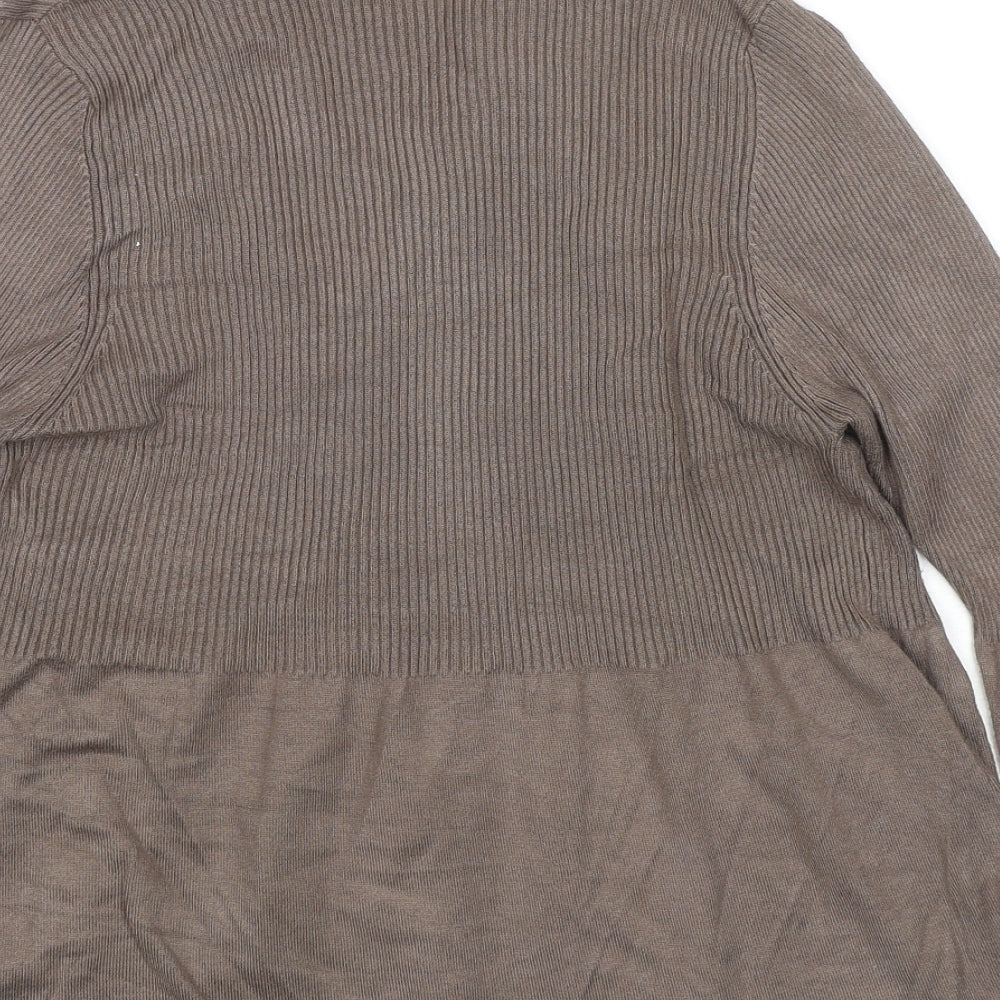 Marks and Spencer Womens Brown V-Neck Viscose Cardigan Jumper Size 14