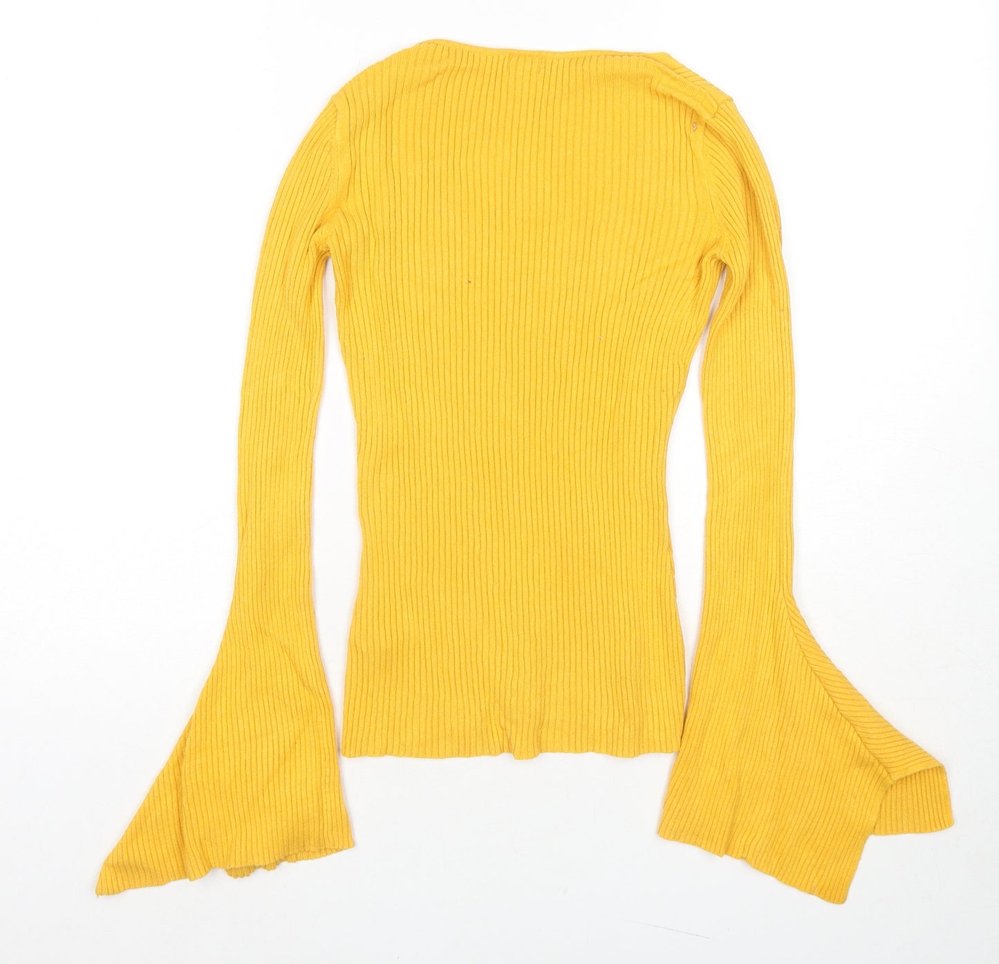 River Island Womens Yellow V-Neck Viscose Pullover Jumper Size 6