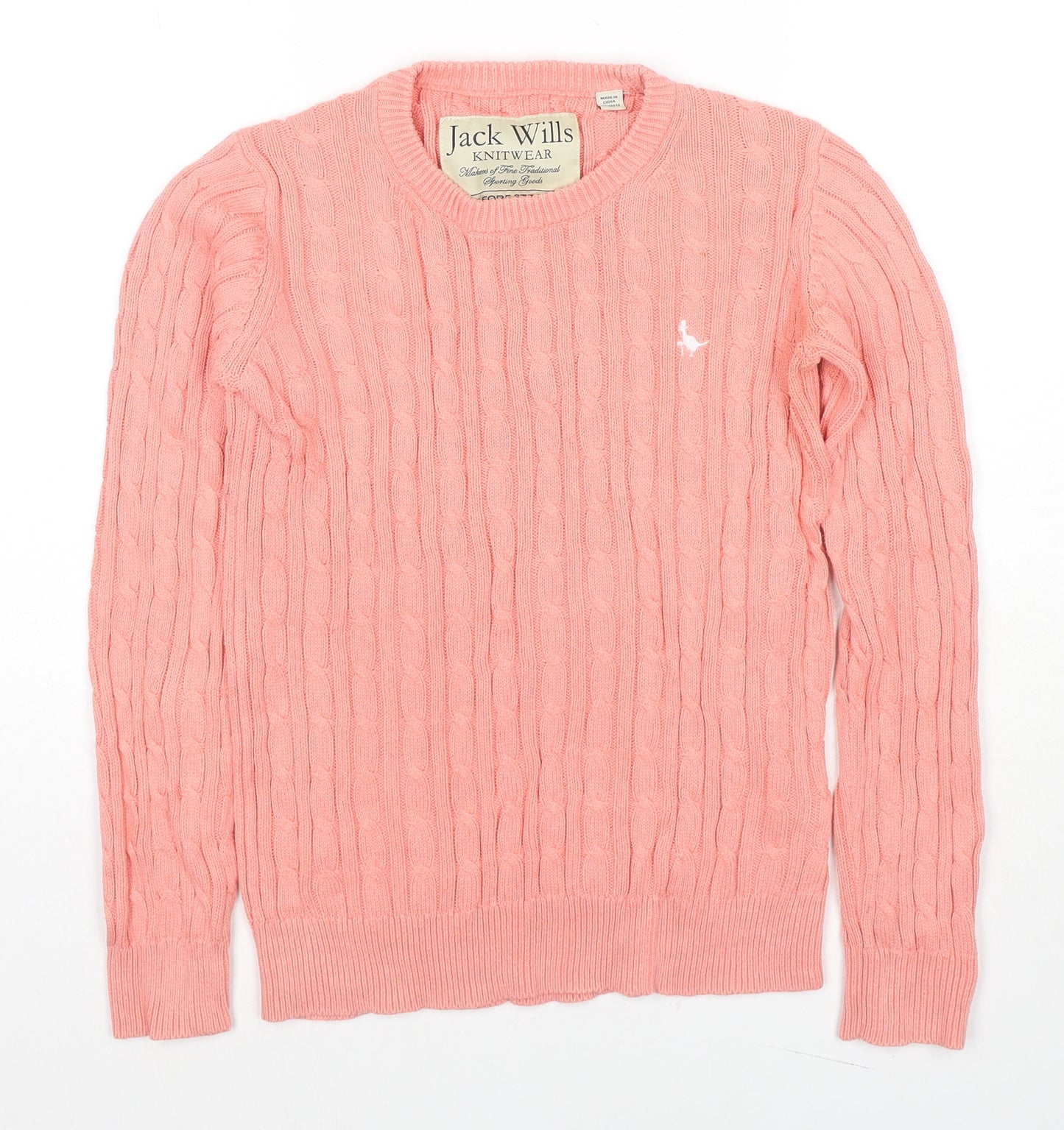 Jack Wills Womens Pink Round Neck Cotton Pullover Jumper Size 8