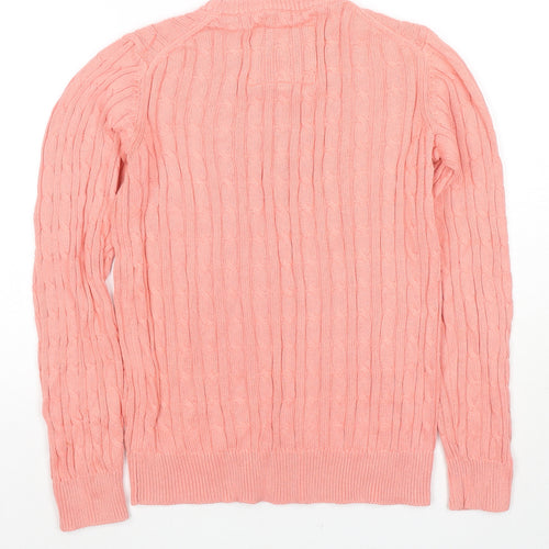 Jack Wills Womens Pink Round Neck Cotton Pullover Jumper Size 8
