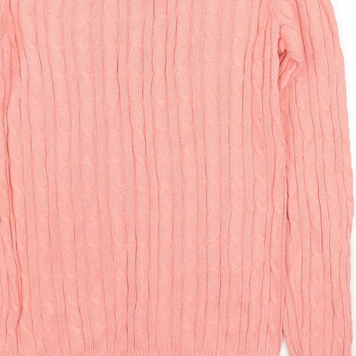 Jack Wills Womens Pink Round Neck Cotton Pullover Jumper Size 8