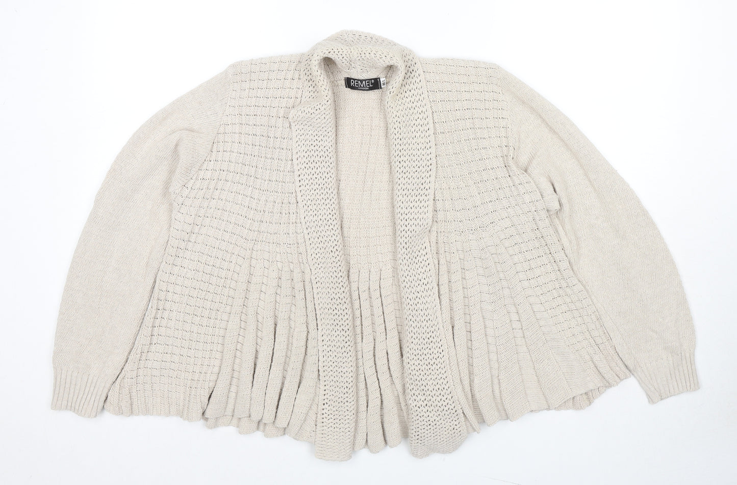 Remel London Womens Beige V-Neck Cotton Cardigan Jumper Size M - Size M/L
