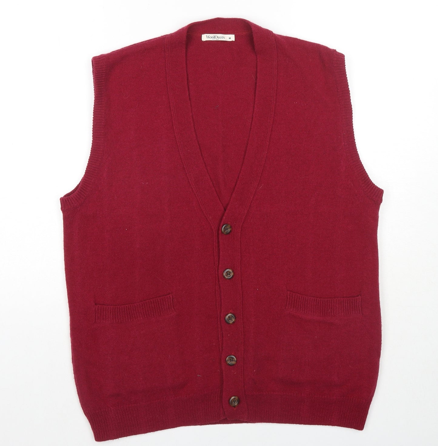 Woolovers Womens Red Scoop Neck Wool Vest Jumper Size M