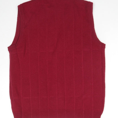 Woolovers Womens Red Scoop Neck Wool Vest Jumper Size M