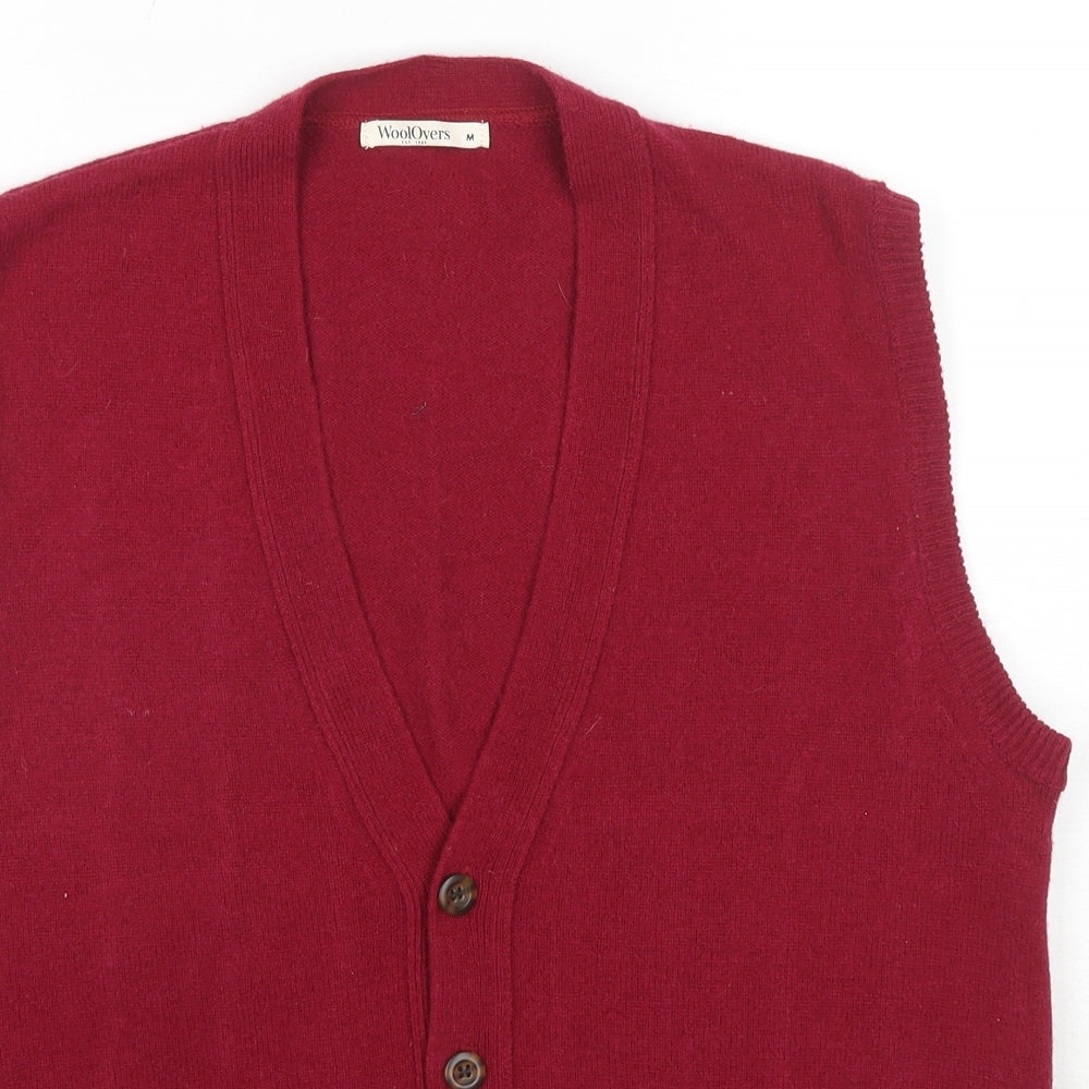 Woolovers Womens Red Scoop Neck Wool Vest Jumper Size M
