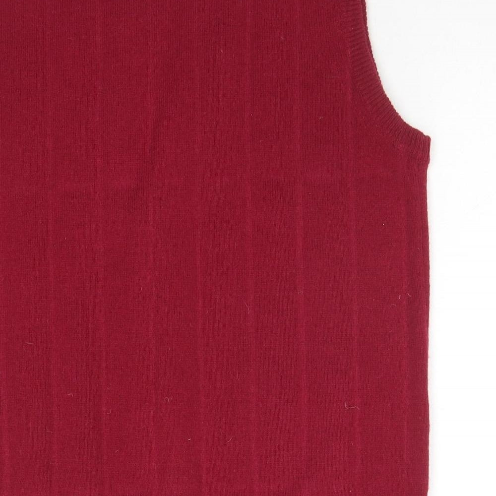Woolovers Womens Red Scoop Neck Wool Vest Jumper Size M