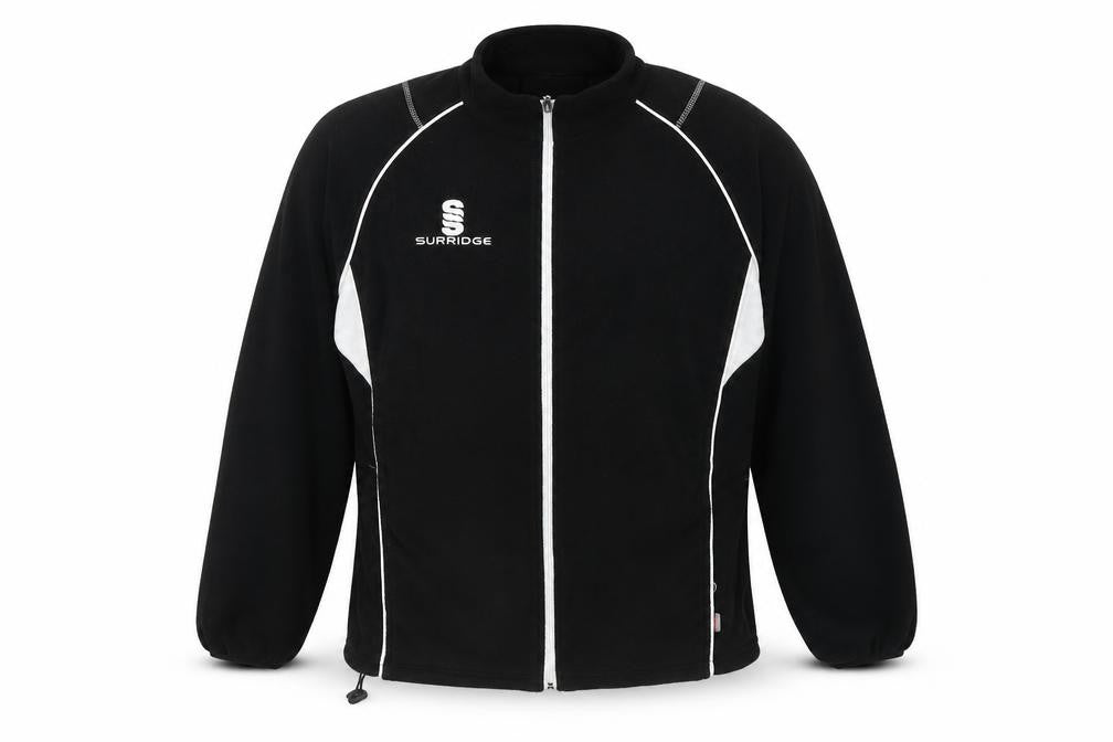 Front view of Surpridge men’s black jacket, size S, zip